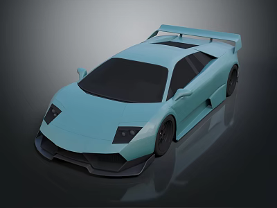 Light Blue Modern Sports Car With Rear Spoiler And Sleek Exterior Design 3d model