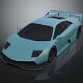 Light Blue Modern Sports Car With Rear Spoiler And Sleek Exterior Design
