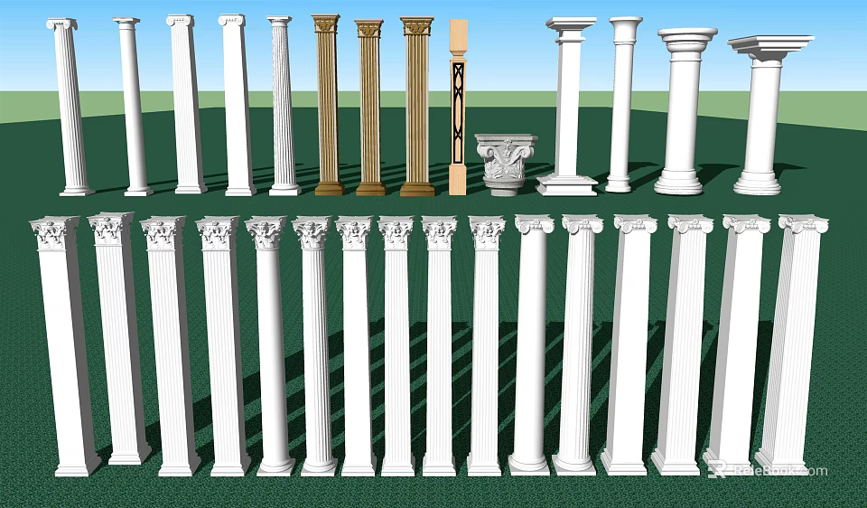 Variety Of Roman Columns Styles And Designs 3d model 