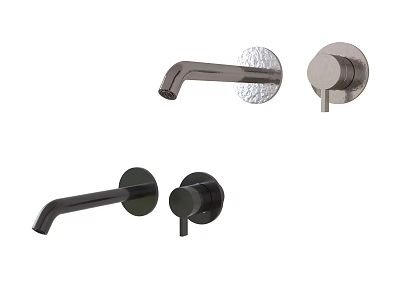 Modern Wall Mounted Faucets In Different Styles With Sleek Metal Finish 3d model