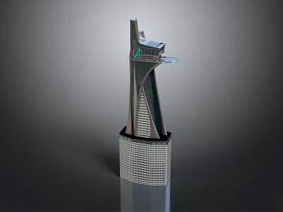 Modern Architectural Tower With Unique Spire Design And Square Base Structure 3d model