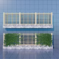 Two Tiered Garden Wall with Yellow Lattice Panels Stone Base Green Vines and Blue Tiles