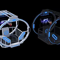 VR Experience Pods With Blue Lighting And Interactive Screen Displays 3d model