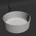 Modern White Freestanding Round Bathtub With Colorful Decorative Spheres On Dark Bathroom Surface