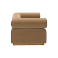 Brown Fabric Sofa with Round Arms and Wooden Base Simple Design 3d model