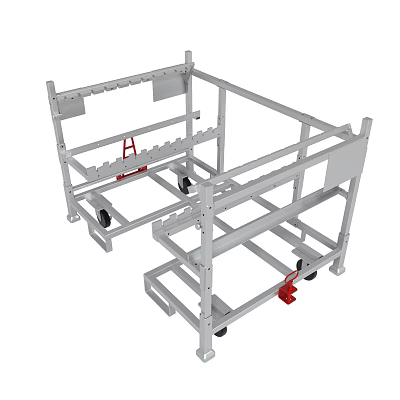 Metal Storage Cart With Multi Tier Shelves And Locking Wheels Design 3d model