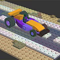 Colorful Building Blocks Race Car Constructed On Race Track 3d model