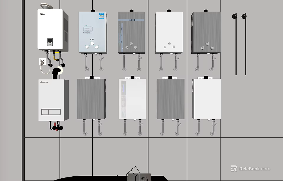 Various Wall Mounted Household Water Heater Appliances With Different Models And Designs For Home Use 3d model 