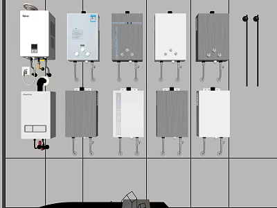 Various Wall Mounted Household Water Heater Appliances With Different Models And Designs For Home Use 3d model