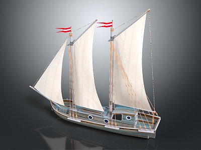 Modern Sailing Cartoon Sailing Small Sailing Boat Small Wooden Boat 3d model