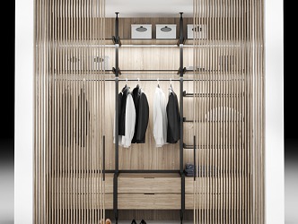 Wardrobe Cloakroom Storage Room Simple Fashion Wardrobe 3d model