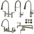 Different Modern Kitchen Faucet Designs With Brushed Nickel Finish And Pull Down Sprayers 3d model