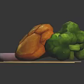 Golden Fried Pastries Served With Green Broccoli And Dipping Sauce On Tray