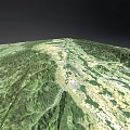 Detailed Mountainous Terrain Model With STRM 30m OpenTopography Data And 80 km Scale