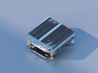Silver Air Conditioner Fan with Heat Sink Bracket for Efficient Cooling in Small Spaces 3d model