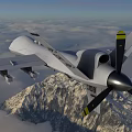White Military Reconnaissance Drone With Long Wing Propeller And Landing Gear