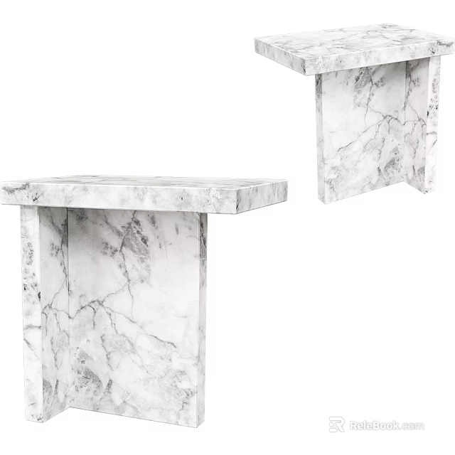 Minimalist Modern Side Table With Smooth Marble Top And Sturdy Structure For Living Room 3d model 