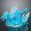 Blue Dragon Character Crystal Ice Sculpture Model With Sharp Wings And Icy Base 3d model