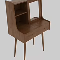 Modern Wooden Dressing Table Interior With Mirror Drawers And Open Shelves
