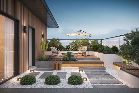 Roof Garden Modern Garden 3d model