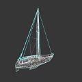 Elegant White Sailboat Featuring Single Mast And White Sails On Dark Backdrop 3d model