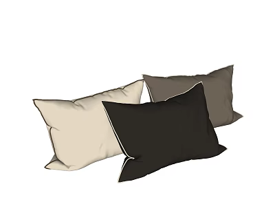 Cream Black And Dark Gray Decorative Pillows For Sofa Or Bed 3d model