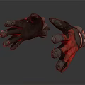 Black And Red Worn Work Gloves With Dirt On Fingers And Palms