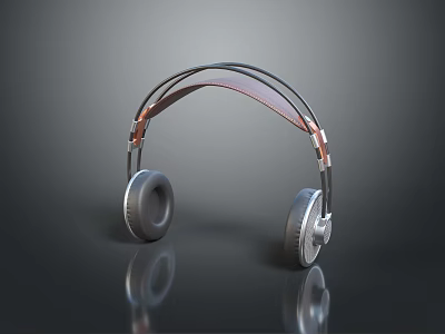 Stylish Modern Over Ear Headphones With Leather Headband And Metal Frame Design 3d model