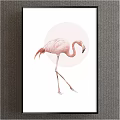 Pink Flamingo Animal Painting With Minimalist Design And Pink Circle Background