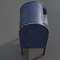Public Facility Blue Metal Mailbox with Curved Top and Legs Design