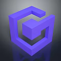 Purple 3D Abstract Geometric Structure With Interlocking Cube Forms And Shiny Surface