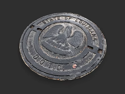 Vintage Louisiana State DOTD Road Infrastructure Manhole Cover with Eagle Design 3d model