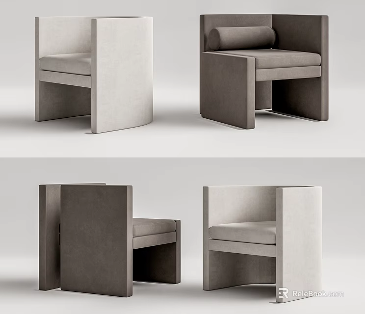 Modern Single Sofa With Upholstered Fabric Sleek Armrests And Neutral Color Tones 3d model 