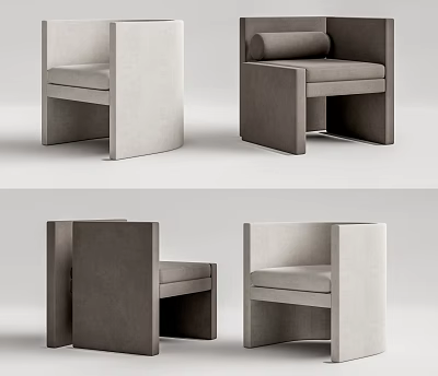 Modern Single Sofa With Upholstered Fabric Sleek Armrests And Neutral Color Tones 3d model