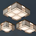 Modern Square Geometric Ceiling Lights With Metal Frame And Fabric Shade 3d model