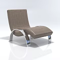 Modern Minimalist Brown Leather Single Chair With Silver Metal Frame Design