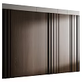 Elegant Dark Wood Grain Wall With Vertical Stripes Modern Interior Design 3d model
