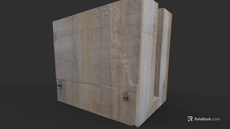 Prefabricated Concrete Building Component With Textured Surface And Metal Fasteners For Construction 3d model 