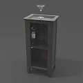 Sleek Dark Wine Cabinet With Open Shelves And Martini Glass On Top Wine Bottle Storage