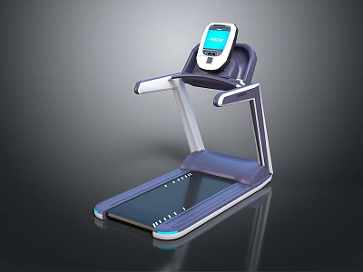 Modern Fitness Treadmill With Digital Display And Sleek Blue White Structure 3d model