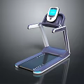 Modern Fitness Treadmill With Digital Display And Sleek Blue White Structure