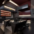 Modern Café Interior Design With Tables Chairs Pendant Lighting And Bar Counter