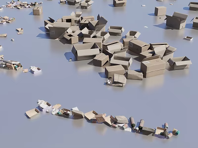 Public Facilities Display Featuring Miniature Gray Building Models In Scattered Layout 3d model