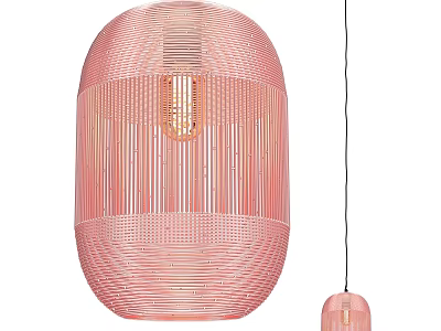 Pink Striped Oval Pendant Light Modern Design With Two Sizes 3d model