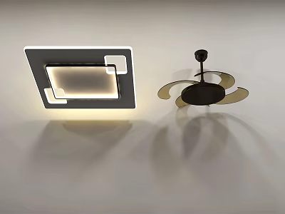 Modern Square Ceiling Lights With Black Frame And Ceiling Fan Light Design 3d model