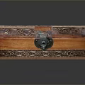 Wooden Decorative Box With Blue Brown Surface Pattern And Black Lock
