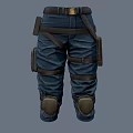 Deep Blue Tactical Cargo Pants With Adjustable Straps Multiple Pockets And Knee Pads 3d model