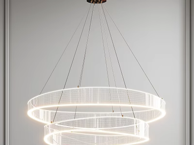 Modern Double Ring Chandelier With Metal Frame And LED Lighting For Interior Decor 3d model