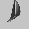 Modern Sailboat With White Sails Wooden Deck And Blue Keel Design