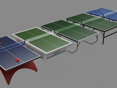 Ping Pong Tables As Sports Equipment With Various Green And Blue Tops 3d model